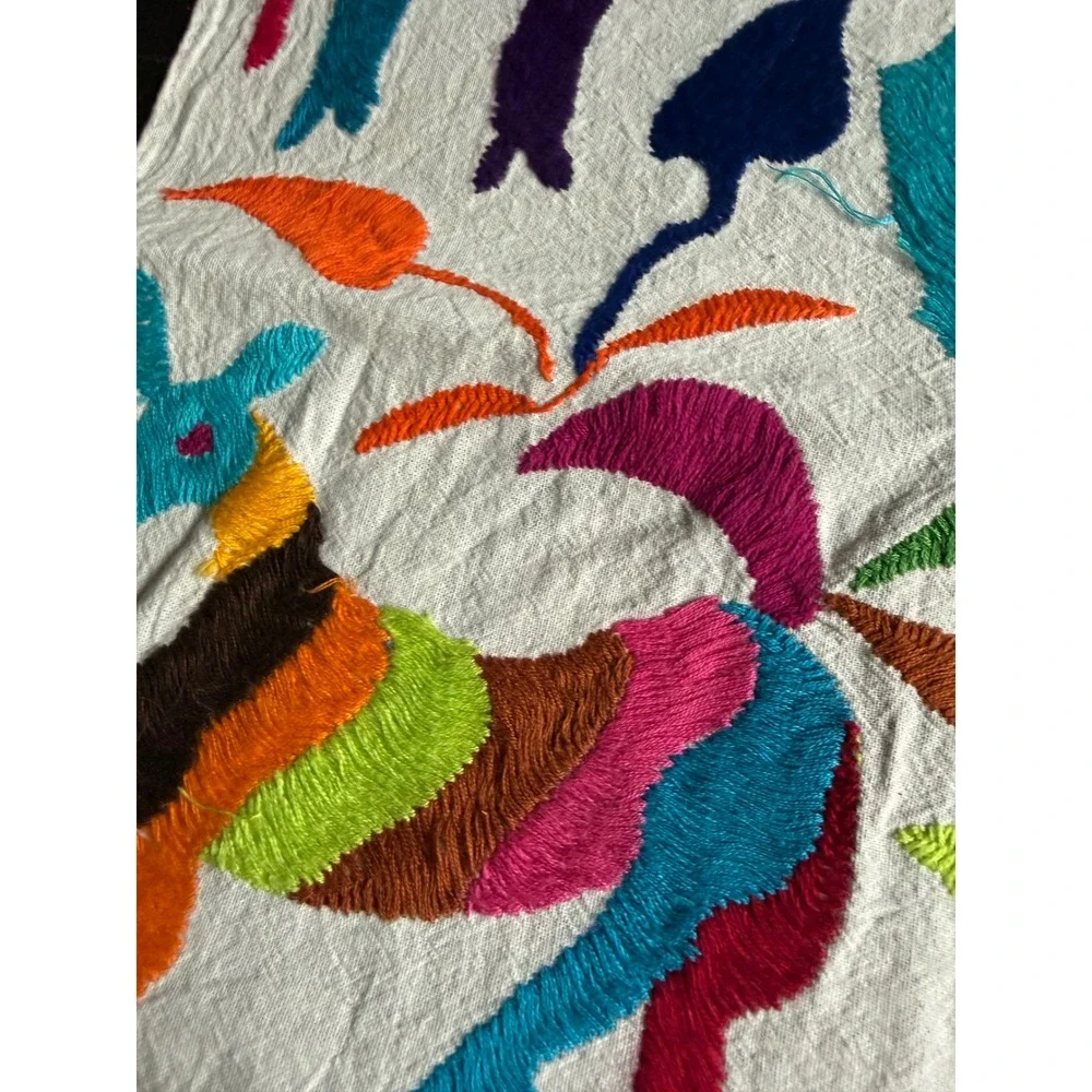 Vintage Otomi Tenango Hand Embroidered Textile Mexican Folk Art 35